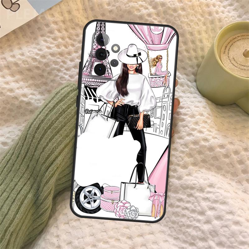 Fashion Girl Case For Samsung Galaxy A15 A22 A52 A32 A54 A14 A16 A26 A36 A56 A55 A35 A05 A06 A53 A33 A13