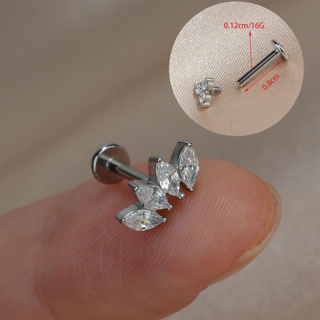 1PC Titanium Stainless Steel Earrings Tiny Butterfly Leaf Flat Rook Lobe Cartilage Snug Helix Couch Tragus Labre Piercing 16G