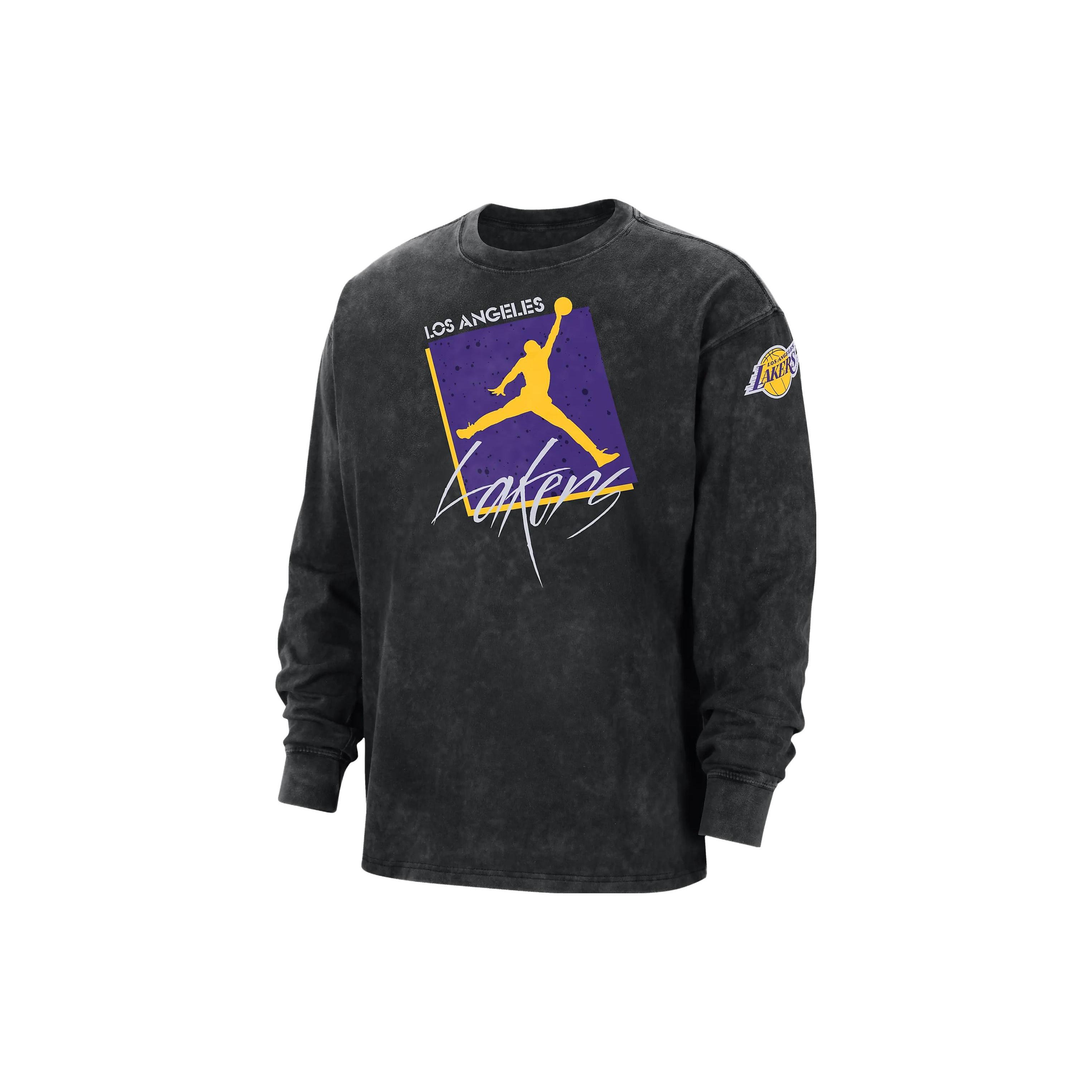Air Jordan Los Angeles Lakers Courtside Statement Edition Long Sleeve T-shirt Black Men s DV5747-010 L