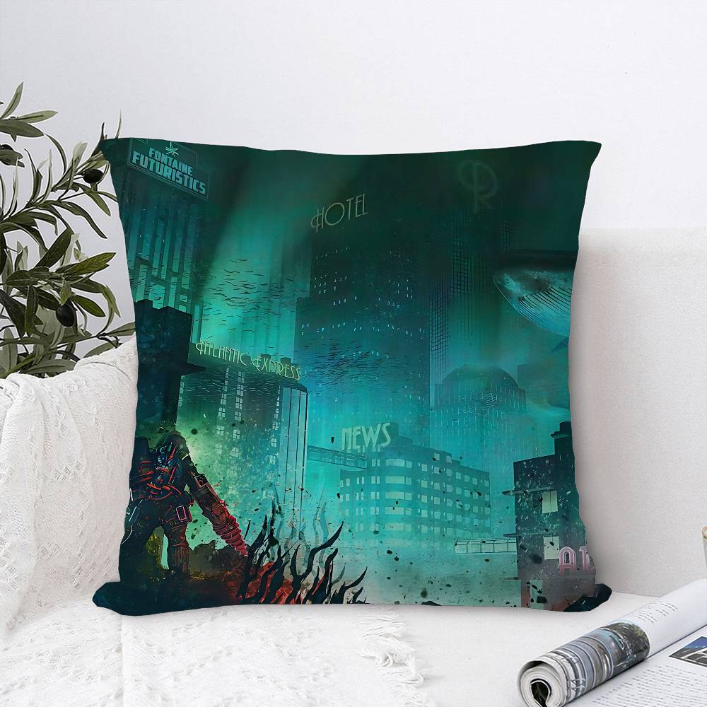 Retro BBioshock RRapture Game Office Cushion Pillowcase Car Cushion CoverXCM Lumbar Pillowcase Sofa Pillowcover