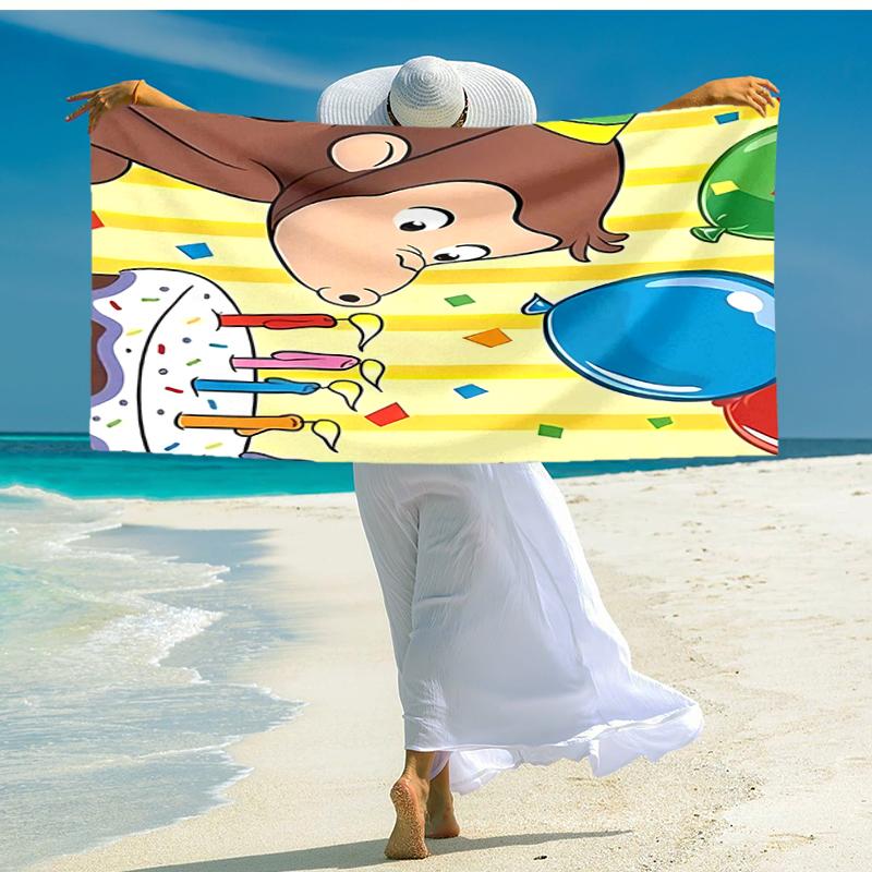 1pc Curious George (6) Beach Towel, Comfortable and Thick, and Swimming/Bath/Picnic/Camping Towel, Suitable for Seaside Beaches