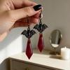 Gothic Style Bat Waterdrop Crystal Earrings For Women With Handcrafted Alloy Design