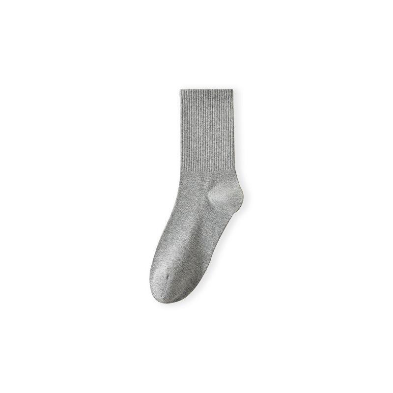 Pure Cotton Socks, Autumn and Winter Mid-tube Socks, Antibacterial and Sweat-absorbing Solid-color Antibacterial and Deodorizing Men's Cotton Socks