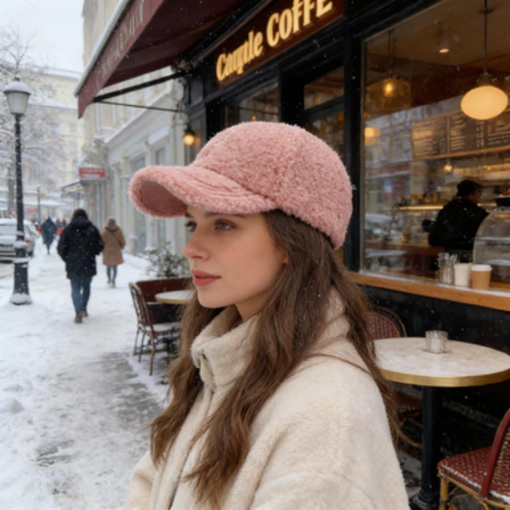 Winter Teddy Fleece Baseball Cap For Women Men Warm Plush Sherpa Baseball Hat Casual Adjustable Warmth Peaked Cap For Cold Weath