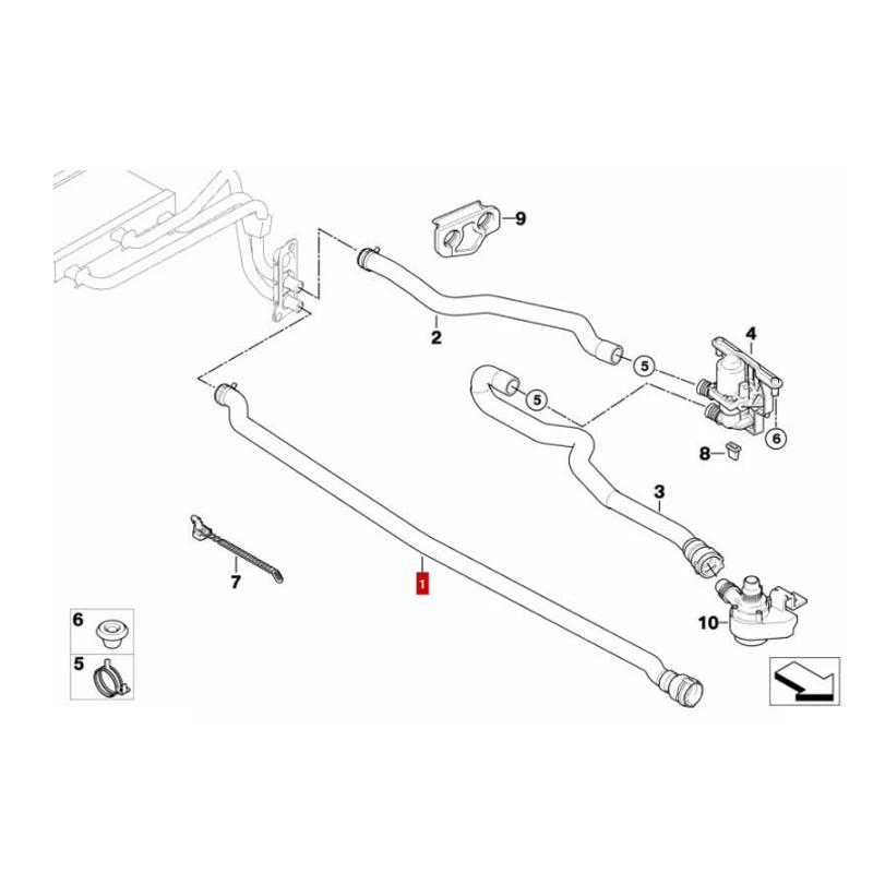 TKT Auto Parts  For 64216932051 5series E60 530i 520i 523Li 630i  Flexible hose heat exchanger engine return line