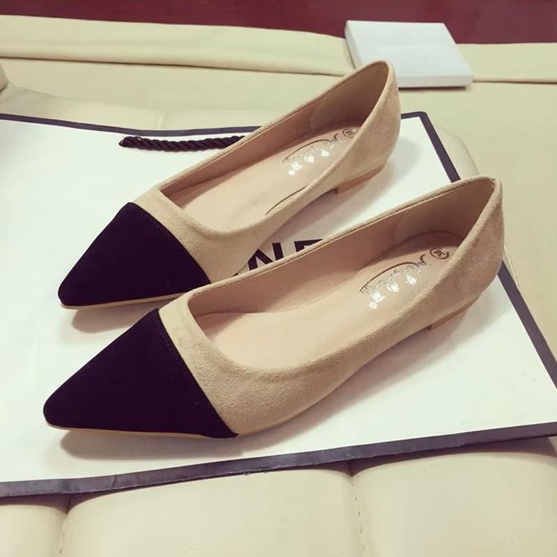 

Модные женские балетки с лоскутным верхом черного и абрикосового цвета, с острым носком, дизайн для леди, флоковая одинарная обувь, для офисного платья, слипоны, балерина, мухер 34