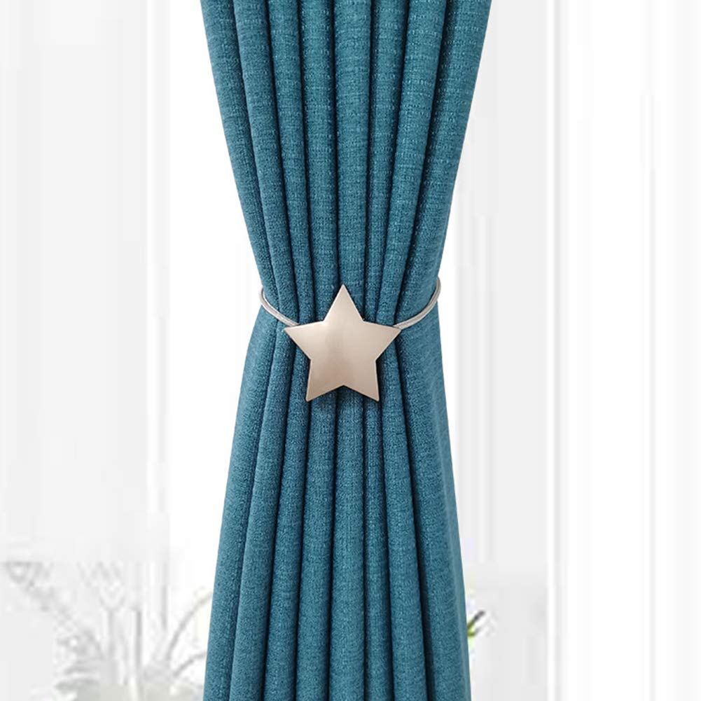 Sitengle Curtain Tassel Magnet Star Curtain Accessories Strong Magnet Curtain Clasp Curtain Clasp Present Popular 4 (Silver, Pieces)