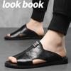 2025 Sommer Neu Herren Hausschuhe Luxus Leder Herren Sandalen Bequeme Weiche Sohle Strandschuhe Mode Hohe Qualität Herren Flache Sandalen
