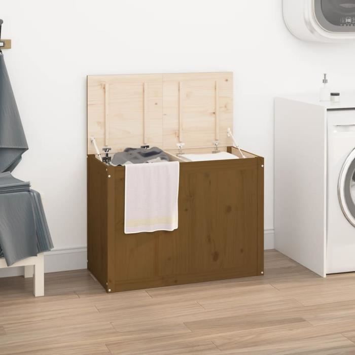 VidaXL Boîte à linge Marron miel 88,5x44x66 cm Bois massif de pin 823572