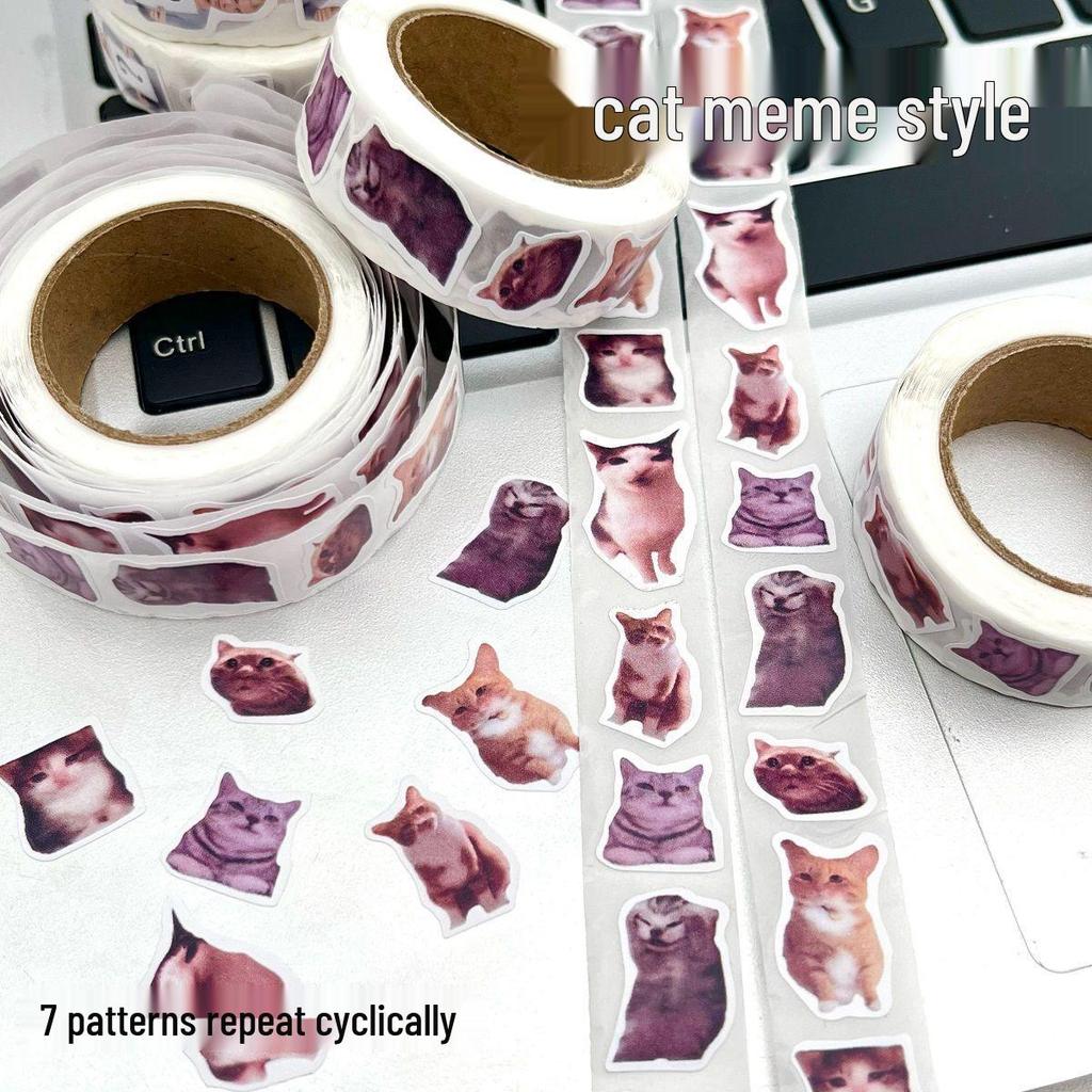 Blonde Curly Cat Meme Sticker: Cute, Creative, Abstract Decoration for Students