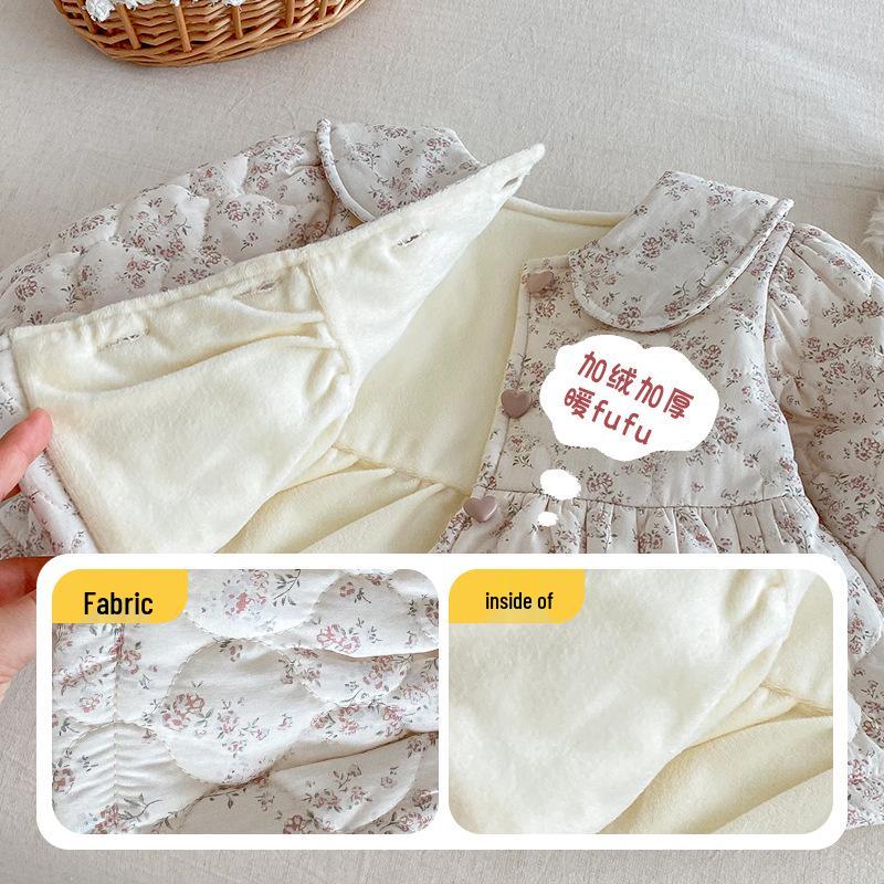 Mädchen Winter Blumen Baumwolljacke, Modischer und gefütterter Mantel für die Altersgruppen 0-5