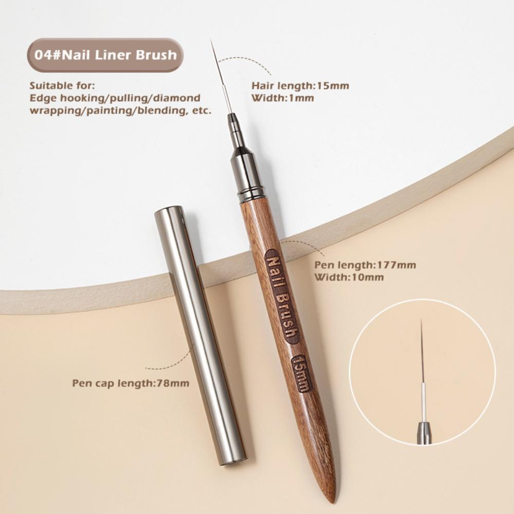 6/9/12/15/18mm Nail Liner Brush Sandalwood Pole Professional Fine Detail Nail Brush Nail Art Painting Brush Nail Painting