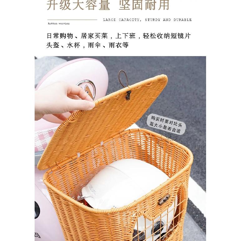 Bicycle Pet Carrier Basket Rattan Hand-Woven Bike Storage Front Handlebar Basket for Kids Adult Bicycle Pannier Basket