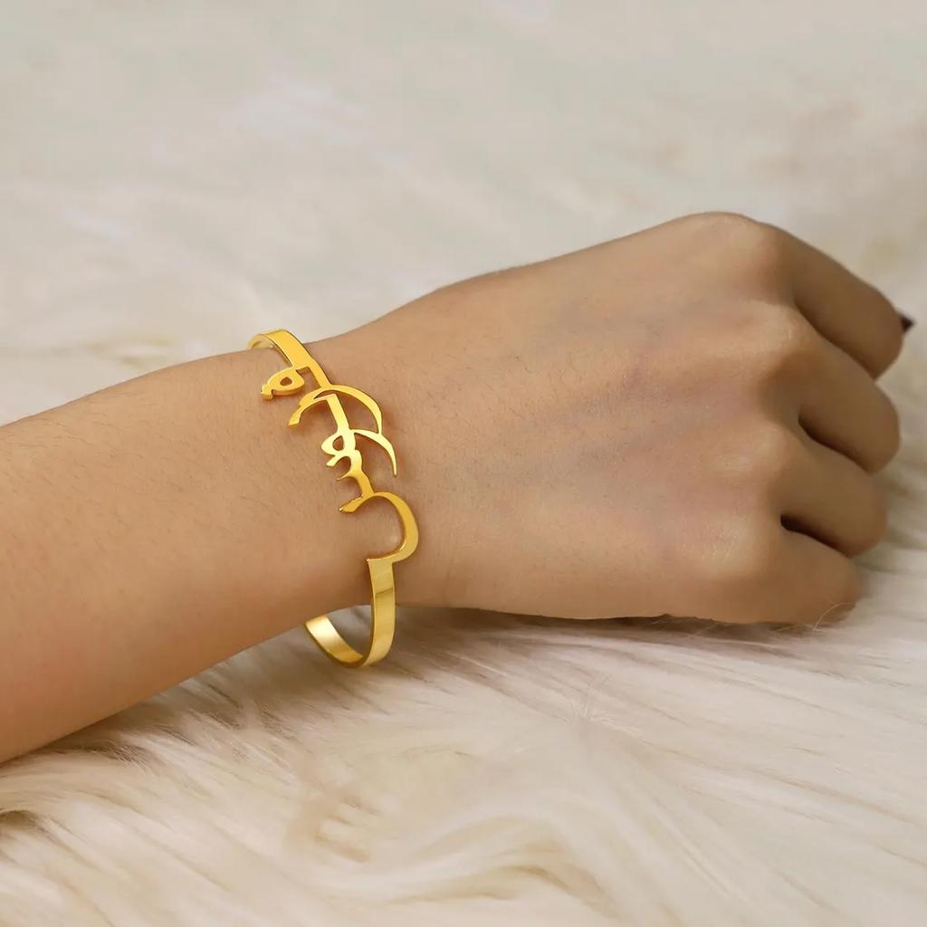 Lemegeton Personalized Arabic Name Bracelet Women Men Stainless Steel Jewelry Customized Arabic Name Bangle Birthday Party Gifts
