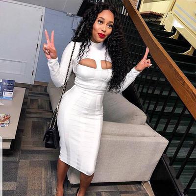 European & American Autumn/Winter Women's Long-Sleeve Sexy Hollow Chest Slim Bandage Dress