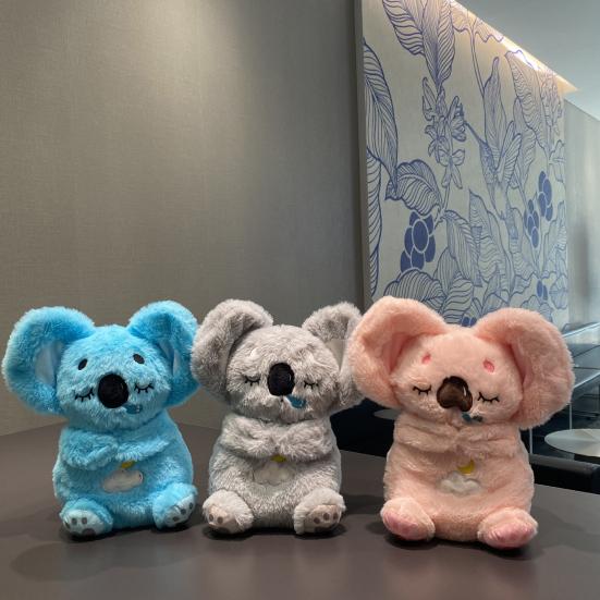 Baby Koala Plush Sensory Toy Anxiety Relief Stuffed Animal 5-Speed Breathing Light & Moving Ears Machine Washable Doll with Soothing Music