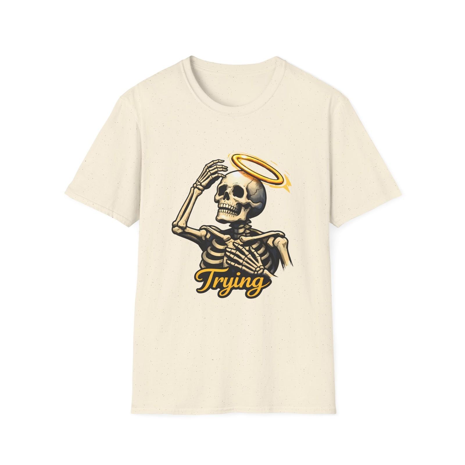 Skeleton Halo Gothic Horror Surreal Fantasy Dark Humor Unisex Softstyle T-Shirt S разноцветный