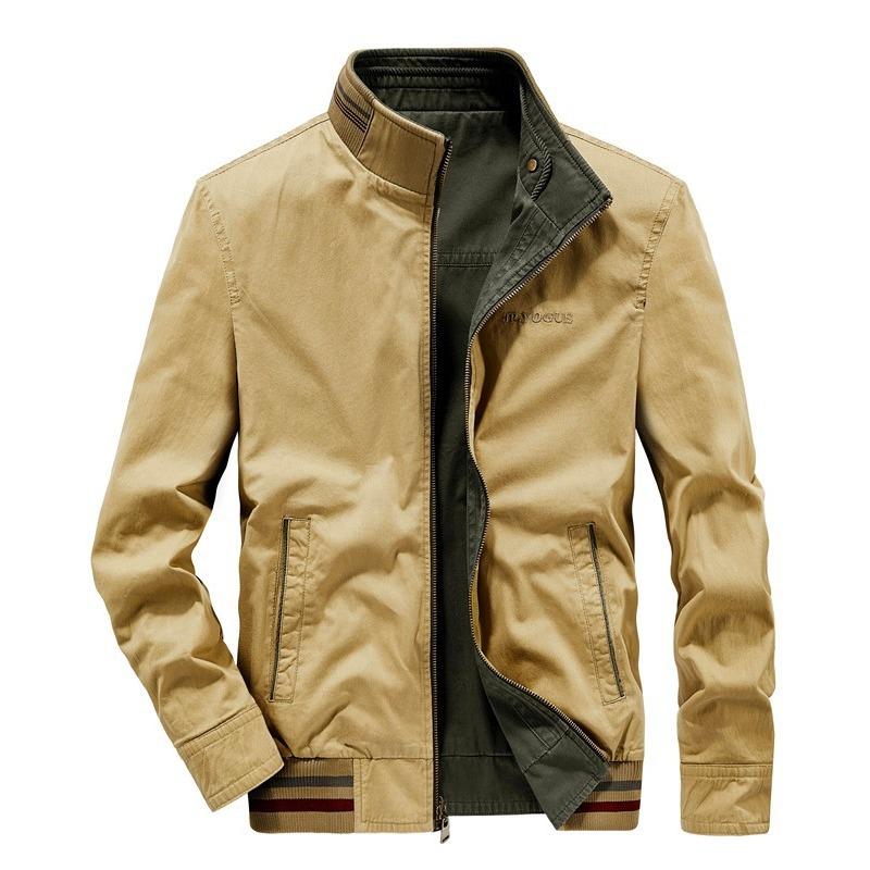 

Двусторонняя одежда весна и осень новая мужская мода повседневная молодежная свободная куртка большого размера мужская двусторонняя куртка топ XL хаки