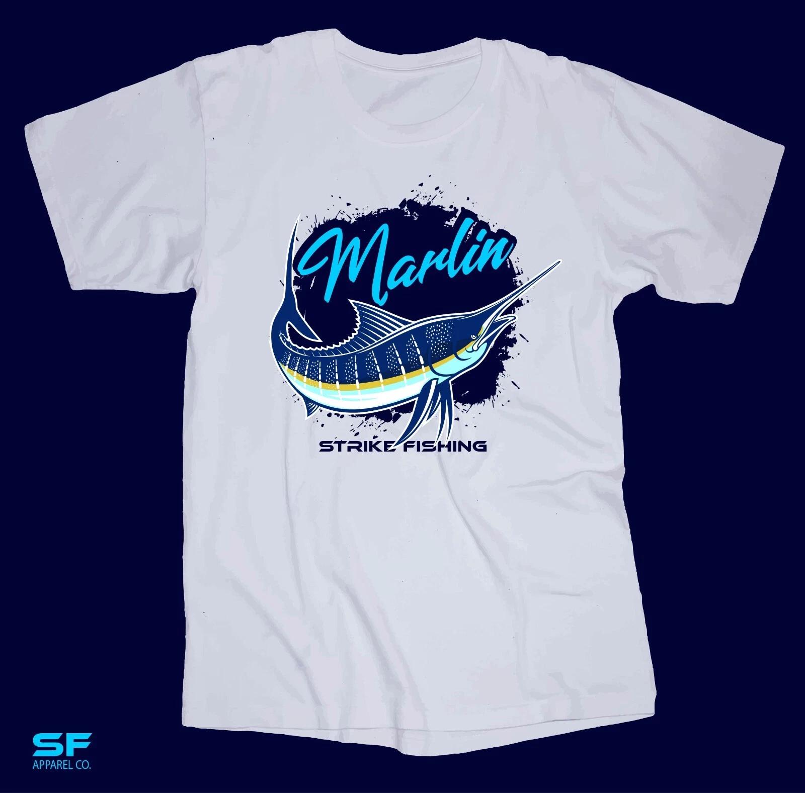 Strike Fishing Blue Marlin white T-shirt Boating deep Sea Fishing Island Florida M