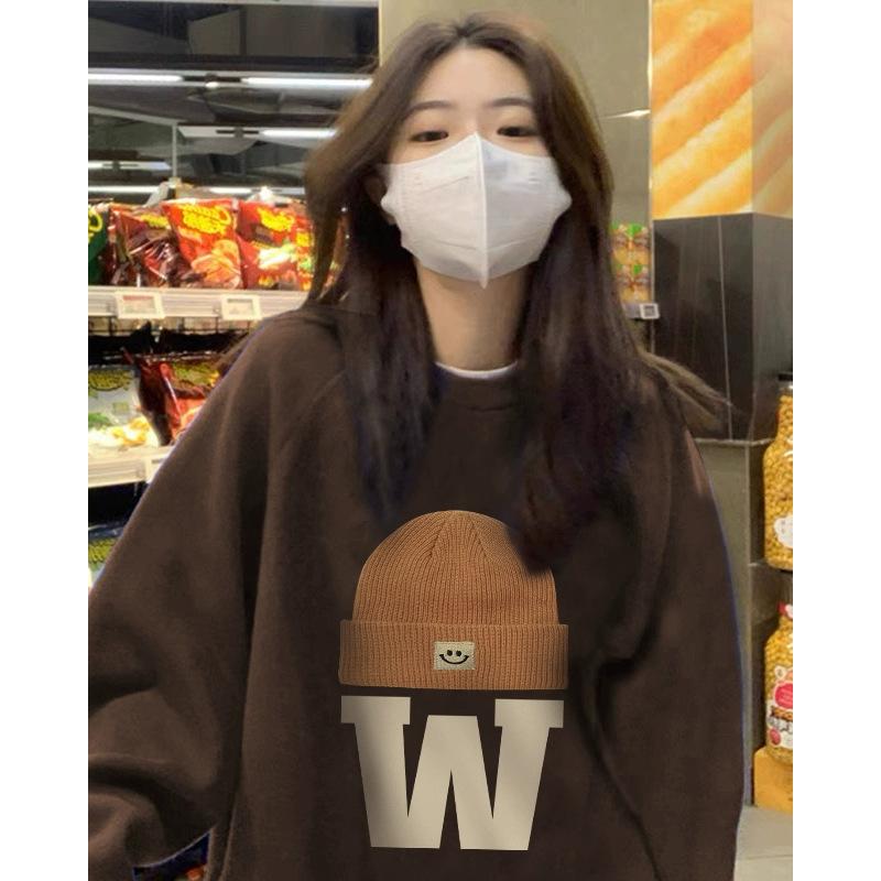 Women's Round Neck Long Sleeve Sweatshirt Loose Fit Lazy Style Top Letter Graphic Printed Vintage Casual Pullover