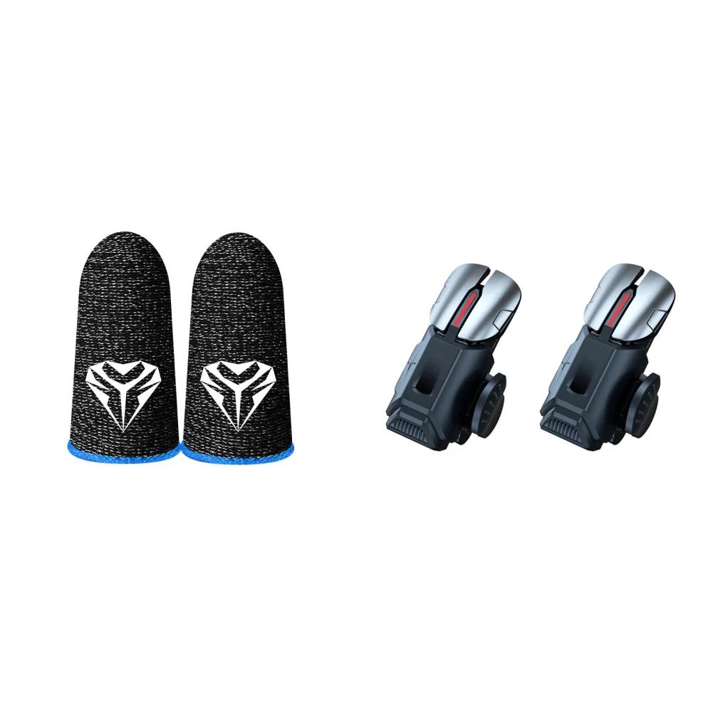 2Pcs 6 Finger Gaming Trigger for PUBG Game Aim Shooting Gaming Trigger Mobile Gamepad Trigger Joystick for Iphone Android Phone
