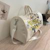 Duffel Bag mit Graffiti-Print, Griff und Schultergurt, Stilvolle Sport- und Reisetasche