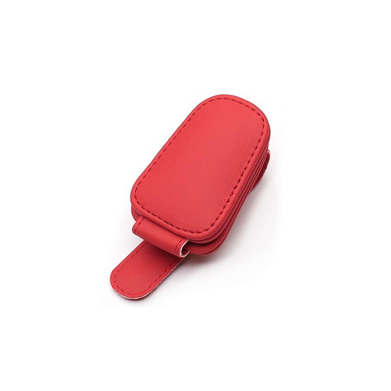 2 Pack Glasses Holder for Car Sun Visor, Genuine Leather Car Visor Accessories, Sunglasses Holder, Magnetic Sunglasses Holder, Ticket Clip