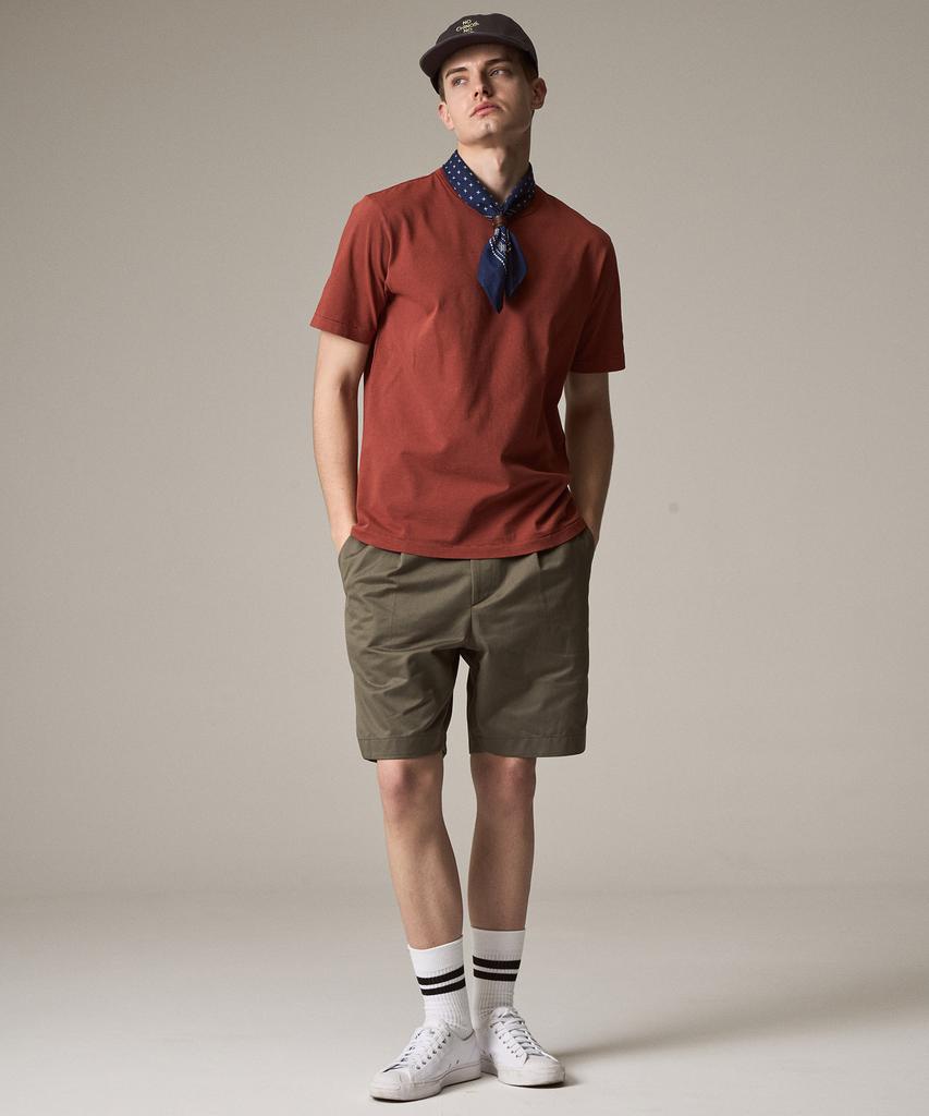 Laijeuaenbillou Authentic Supima Pleated Half Shorts Olive