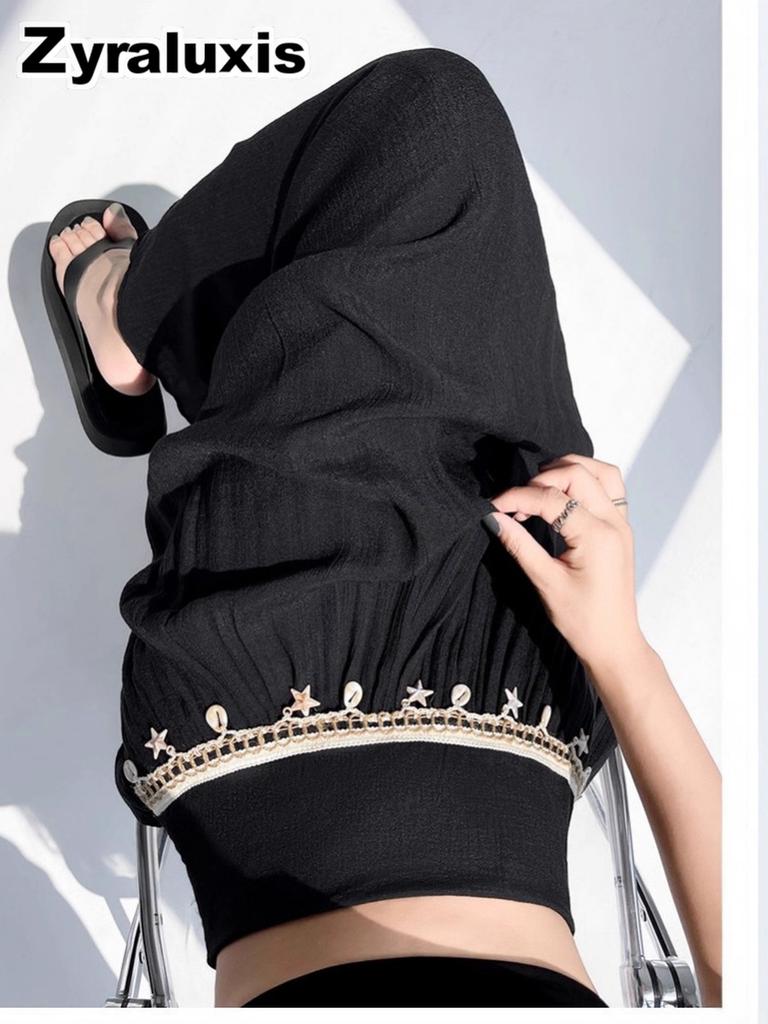Flowing Bohemian Maxi Skirt for Women Summer Shell Design