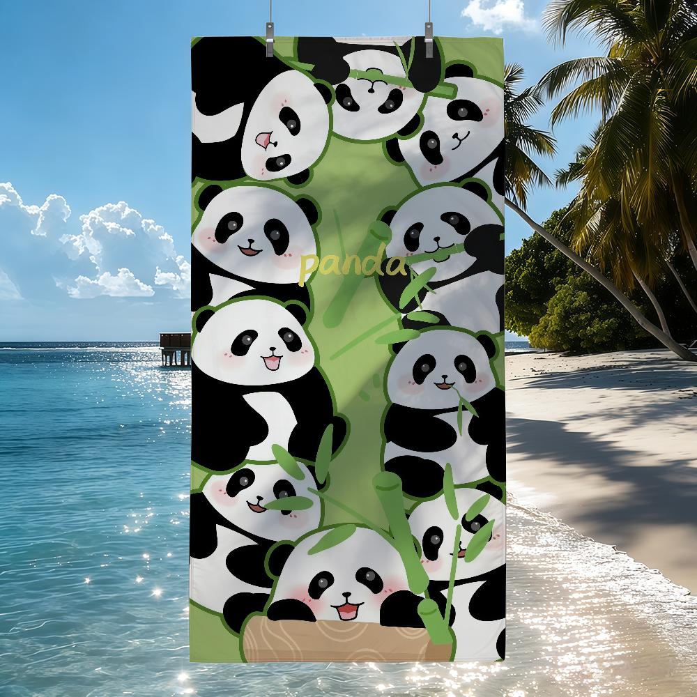 Süßes Panda-Cartoon-Handtuch Schnell trocknende Strandhandtücher Sind Geeignet Für Schwimmbäder Camping Yoga Und Das Fitnessstudio