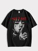 Keep It Quiet Red Gothic Font Crying Girl Grunge Print Tshirt Unisex Unisex Casual Cotton Tee Short Sleeve Dark Streetwear Tops