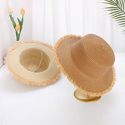 Woven Flat Top Straw Hat for Summer Sun Protection and Shading Large Brim Straw Hat for Women Light Plate Hat Embryo