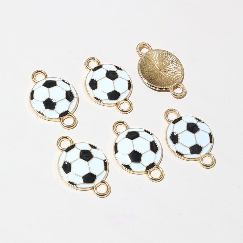 20pcs Football Charms Connector Double Loops Enamel  Pendant  for Bracelet Necklace Earrings DIY Jewelry Making Accessories