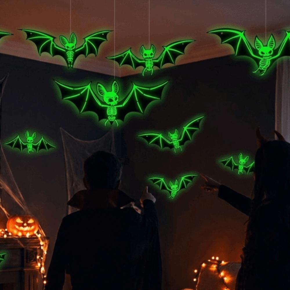 2D Flat Hanging Ornaments Fluorescent Luminous Decor New Bat Stickers Theme Party