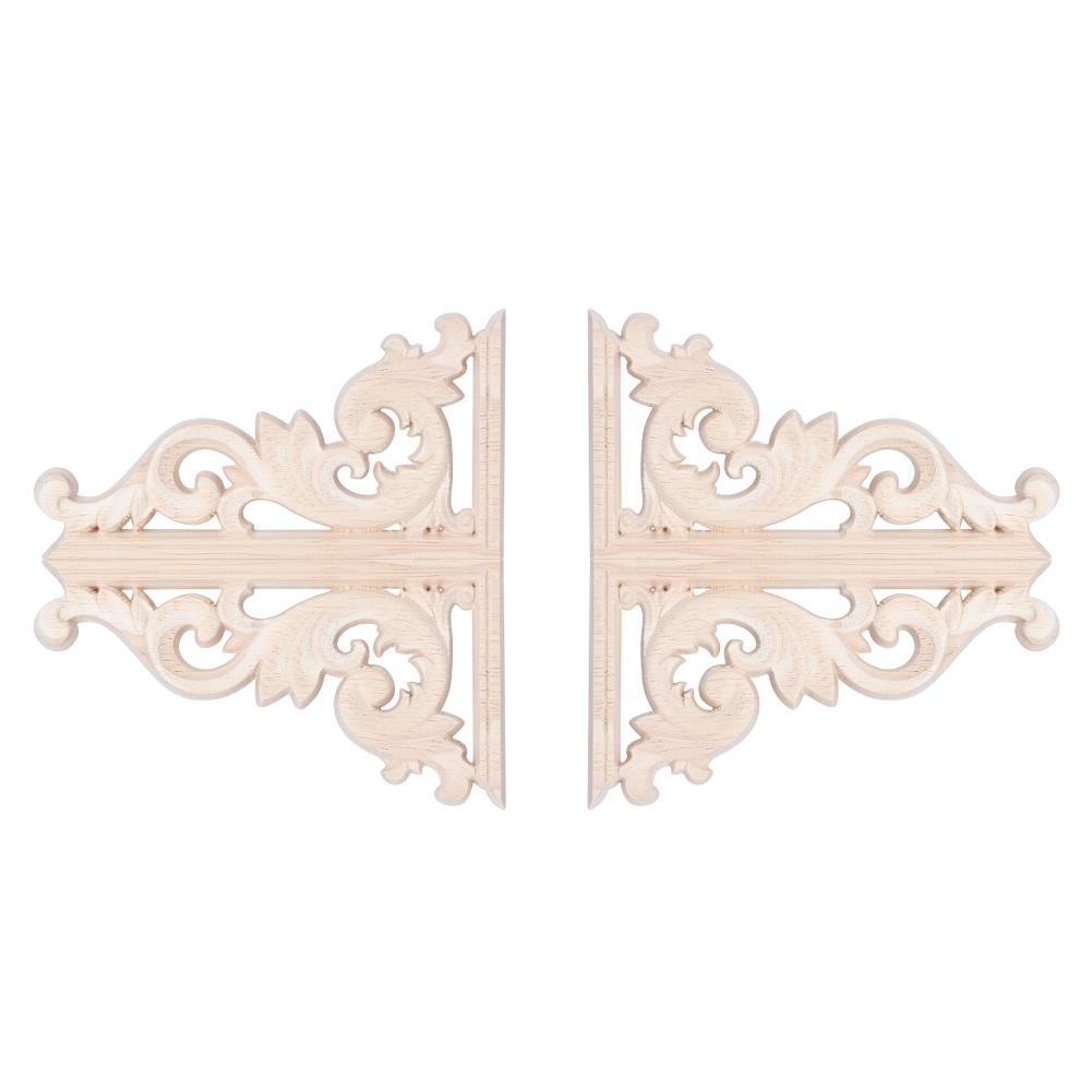4Pcs European Style Vintage Wood Carving Corner Applique Decal Home Furniture Decoration Accessories 13x7cm