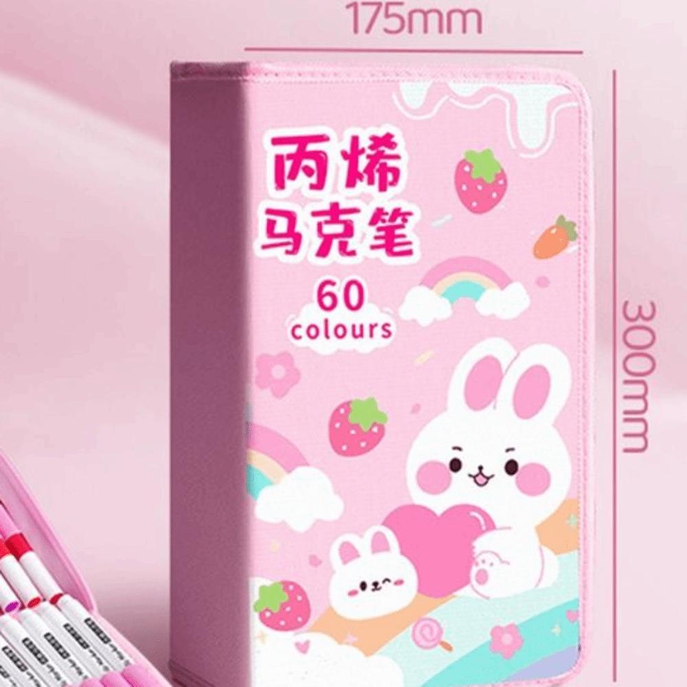 Zipper Art Marker Pen Storage Bag Folding Marker Pen Contaioner  For 24/36/48/60Pcs