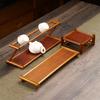 Zen Bamboo Tea Tray with Woven Mat Surface
