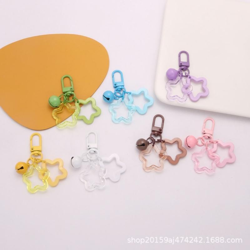 Bell Pendant Keyring Party Favor Children Handbag Valentines Day Cute Keychain Hollow Star Acrylic Keychain Bell Pendant