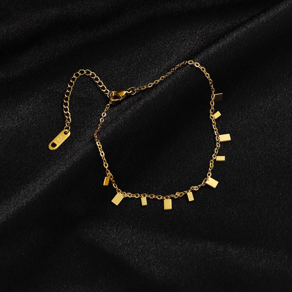 Gold Color Small Square Ankle Bracelets for Women, Chain with Butterfly Zircon Jewelry Bohemia