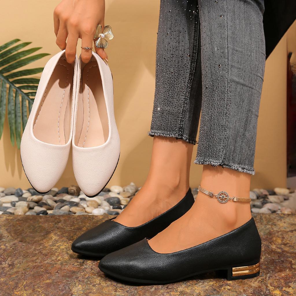 Doudou shoes 22 spring new big yard pointed toe shallow simple mother shoes