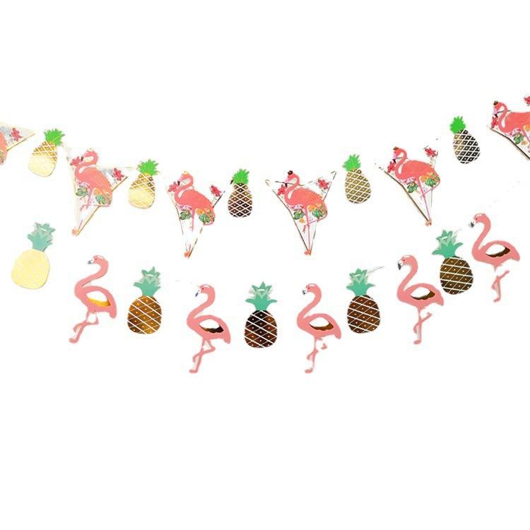 Birthday Party Decoration Pineapple Flamingo Flag Summer Party Decoration Latte Summer