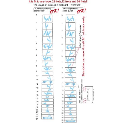 Jockomo Strom života Abalone Červený Kytarový Inlay Samolepka