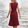 Women's fashionable casual sleeveless V-neck dress