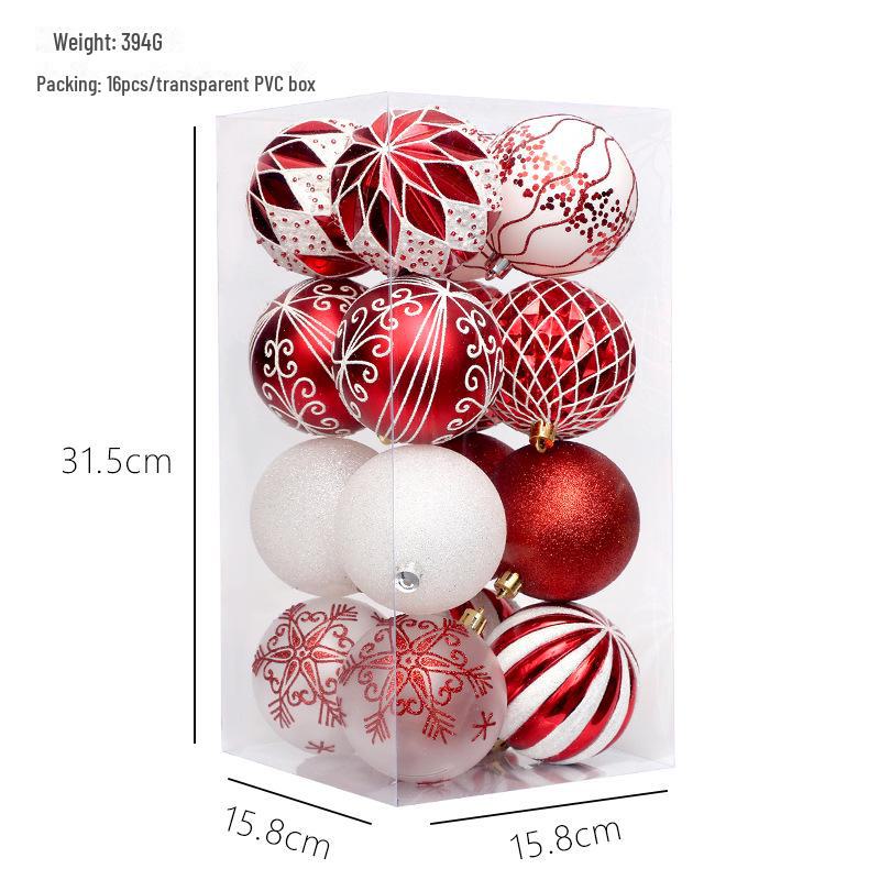 Elegant 8CM/16 Painted Christmas Ball Set: Exquisite Cross-Border Tree Decorations