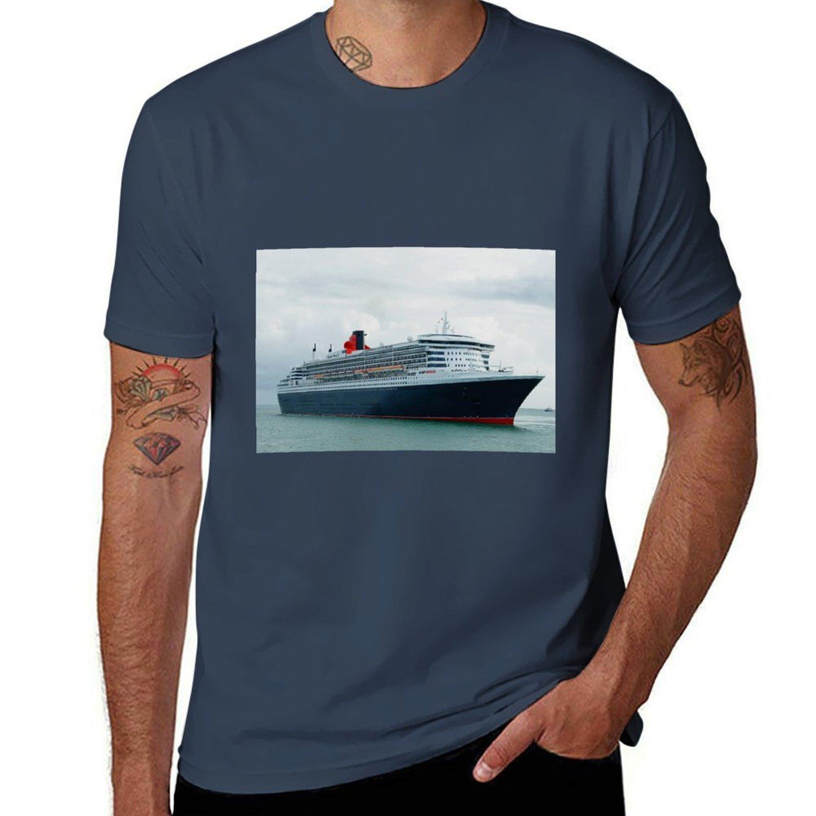 RMS Queen Mary 2 T-Shirt funny t shirts man black cotton t-shirt plain for man package T-Shirt S