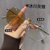 Gold wire thin frame color-changing myopia mirror atmosphere sweet wind ultra-light polygon advanced sense anti-blue light O