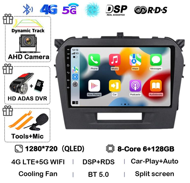 Android 14 Carplay Auto WIFI+4G For Suzuki Vitara 4 2017 2018 2019 2020 2021 2022 Car Radio Stereo Multimedia GPS Video Player