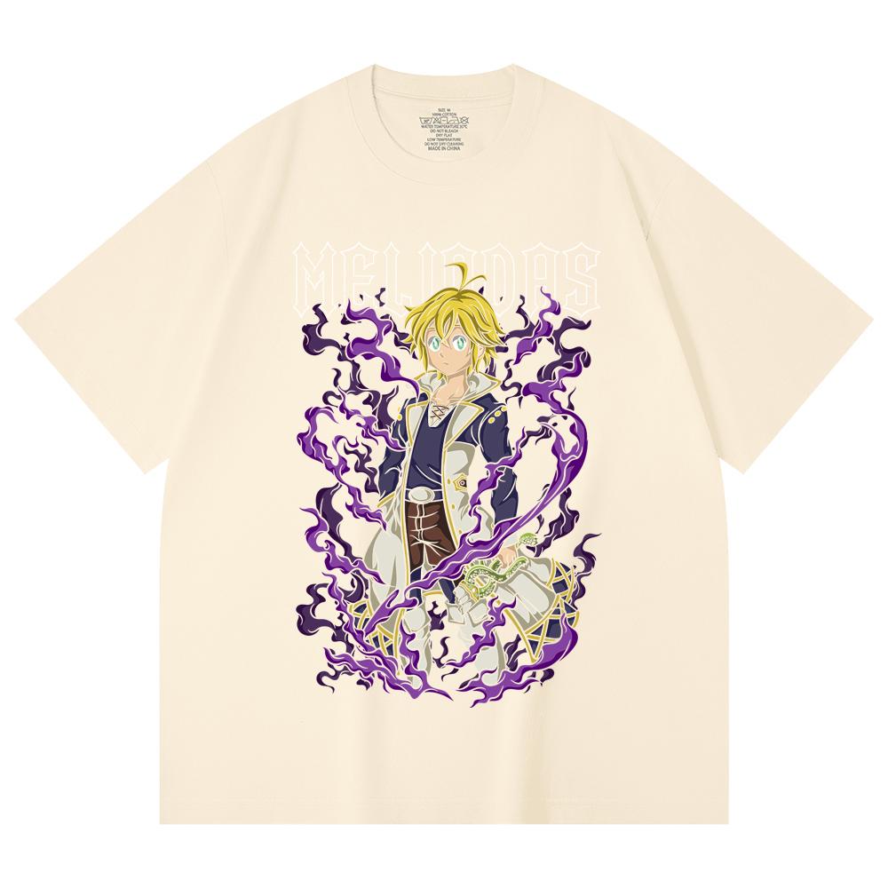 

230 Gsm 100% Cotton Seven Deadly Sins V7 Meliodas Print Unisex Heavy Cotton T Shirt XS абрикосовый
