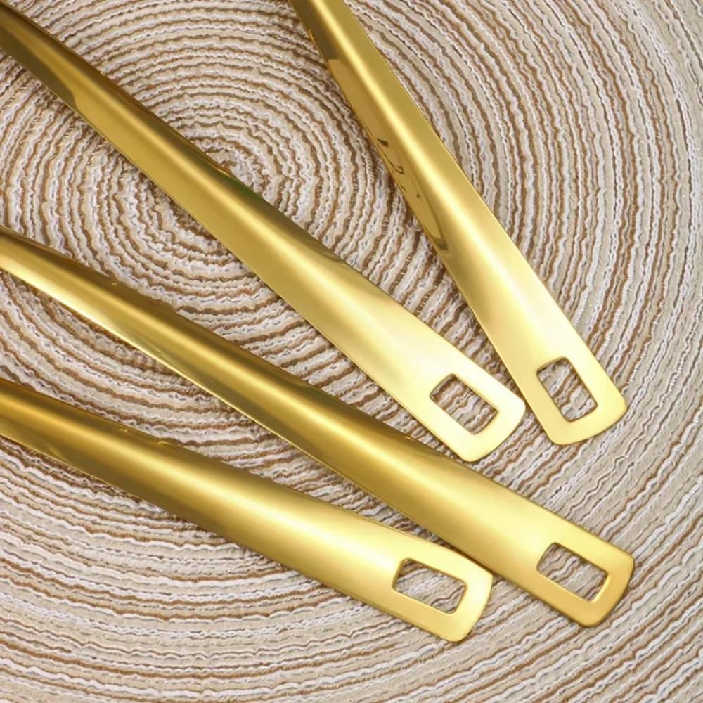 6pcs Stainless Steel Soup Spoon Set Gold/Silver Korean Hotpot Spoon Kitchen Utensil Set Cooking