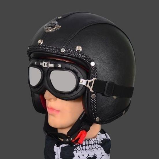 Harley Motorcycle Helmet Retro Prince Motorcycle Half Helmet Leather Helmet Men and Women Scooter Electric Car Horn Hat Four Seasons